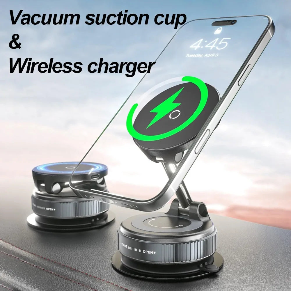 Magnetischer kabelloser Ladegerät-Telefonhalter für das Auto und 360° ° Rotations-Vakuum-Saugnapf-Ständer für iPhone ...