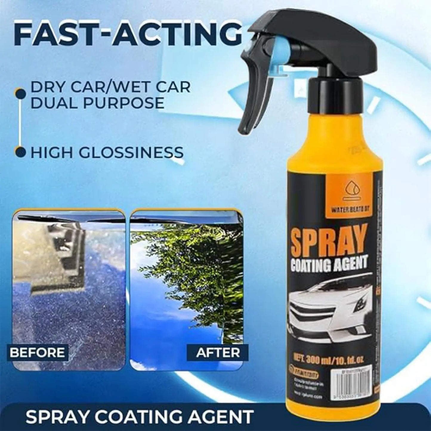 Neues Auto-Keramikbeschichtungsspray 300ml Hydrophobes Keramik-Glanzmittel Hydrophobes Glasagent-Spray für Fahrzeuge ...
