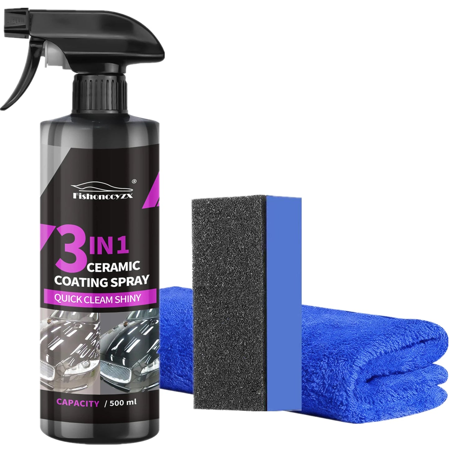 3-in-1 Auto Keramik-Flüssigbeschichtung Spray Nano-Kristall Hydrophobe Schicht Poliermittel Hochglanz-Lackschutz Wach...