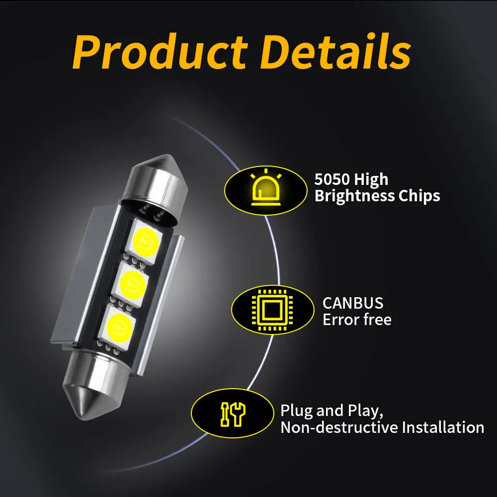 Festoon LED-Birne 31/36/39/41MM Innenraum-Beleuchtung – SwissGlanzGarage Ansicht 2