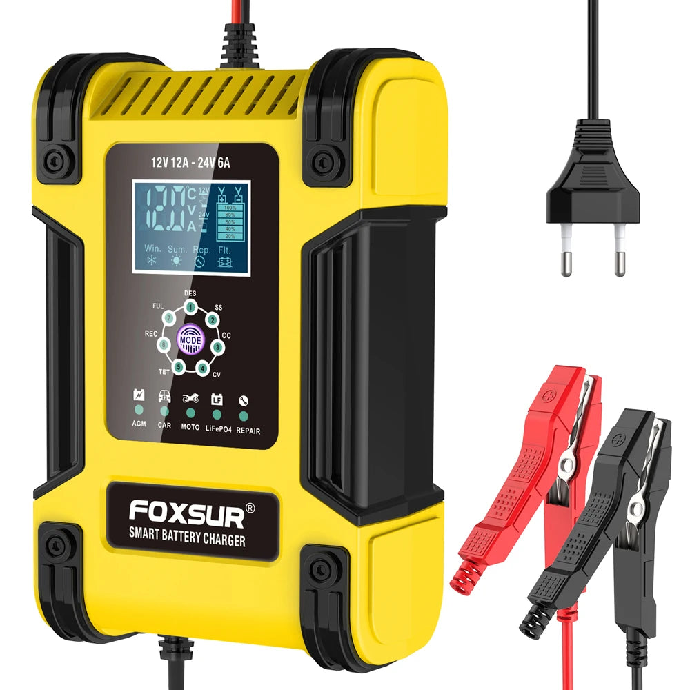 Foxsur 12V 12A Automatik Ladegerät – SwissGlanzGarage Ansicht 2