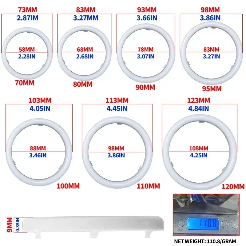 RGB Cotton LED Angel Eyes Halo Rings 60mm 70mm 80mm – SwissGlanzGarage Ansicht 2