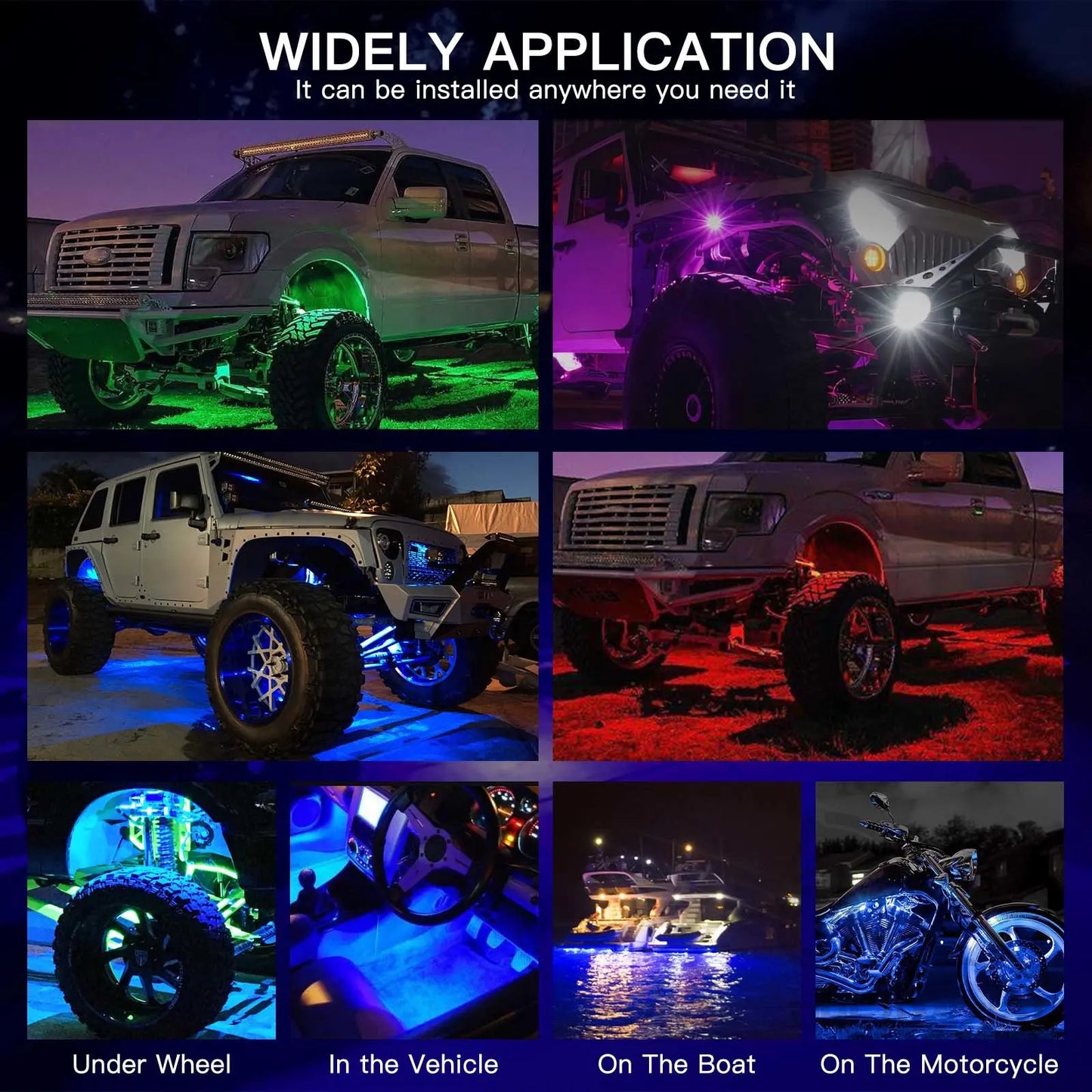 Auto Underglow Licht LED Underbody Fernbedienung APP Steuerung RGB