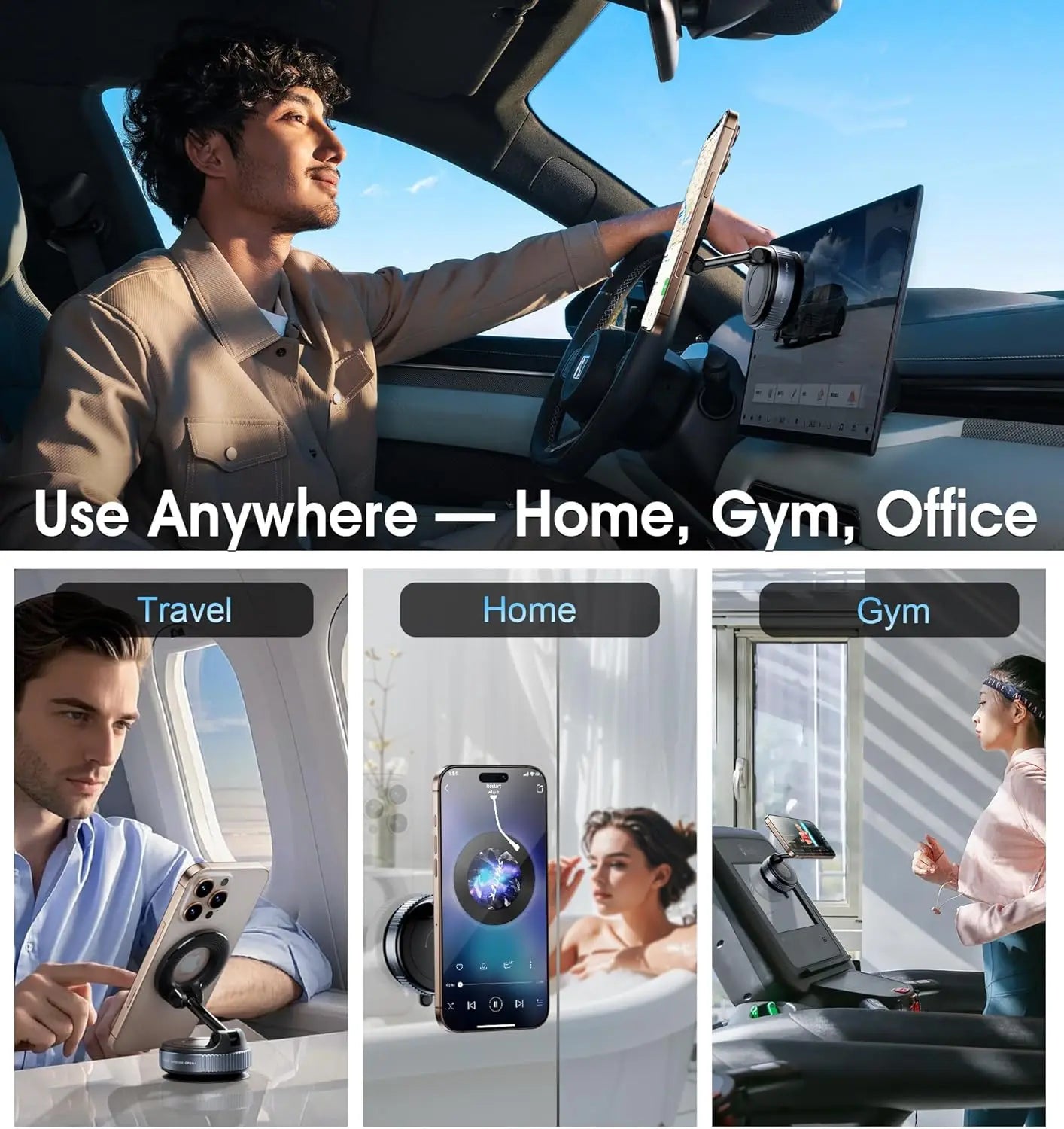 Starker Magnetischer Auto-Handyhalter Faltbar 360° ° Verstellbare Vakuum-Saughalterung Universal für Auto, Schreibtis...