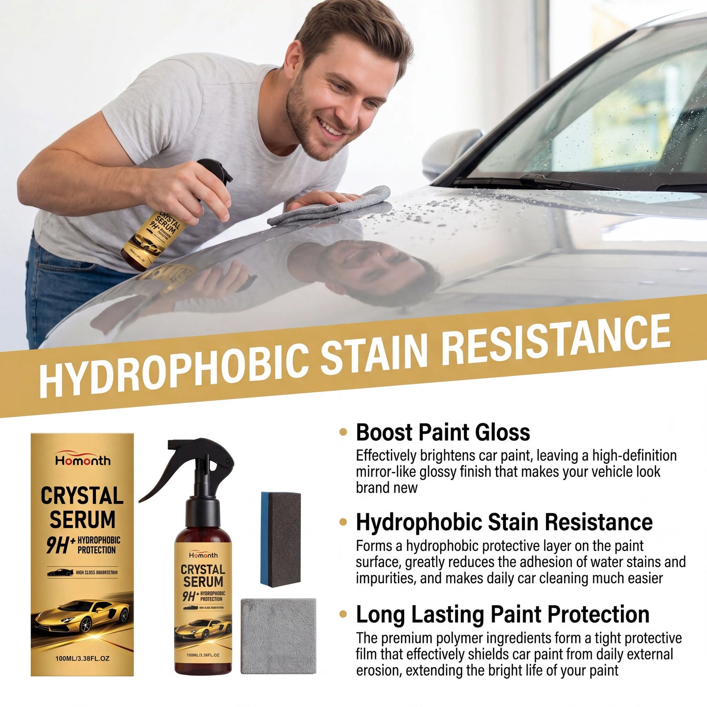 Keramikbeschichtung für Autos, Lackschutzspray, hydrophober Versiegelungslack, Auto-Detailing-Politur, wasserloses Wa...