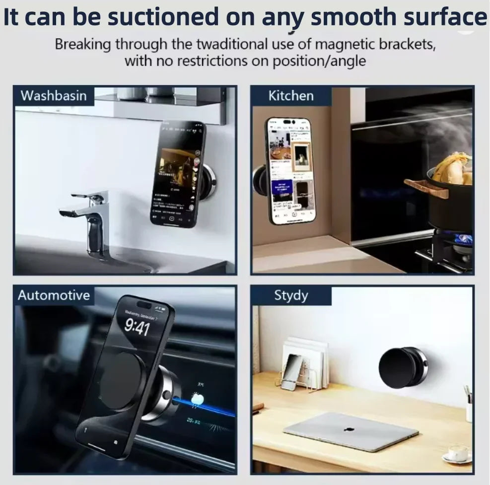 Kabellose Ladestation Wandmontierte Telefonhalterung Elektrischer Vakuum-Saugnapf Magnetische Autohalterung für iPhon...