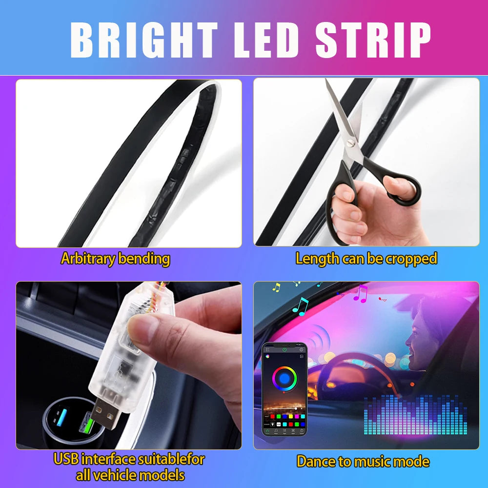 RGB Auto Innen Umgebungslicht mit USB Automotive Neon Atmosphäre