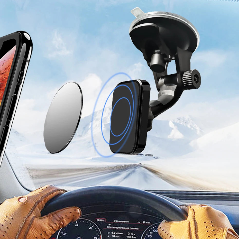 Magnetischer Autotelefonhalter für Windschutzscheibe, Armaturenbrett, Saugnapf-Ständer, 360-Grad-Mobil-Magnethalterun...
