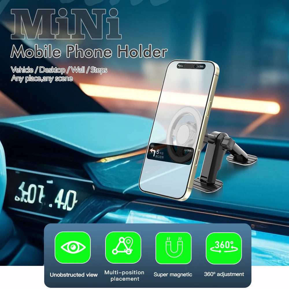 Magnetische Auto-Handyhalterung 360° ° Drehbarer Mini-Universal-Handyhalter für ungestörte Sicht – für Armaturenbrett...