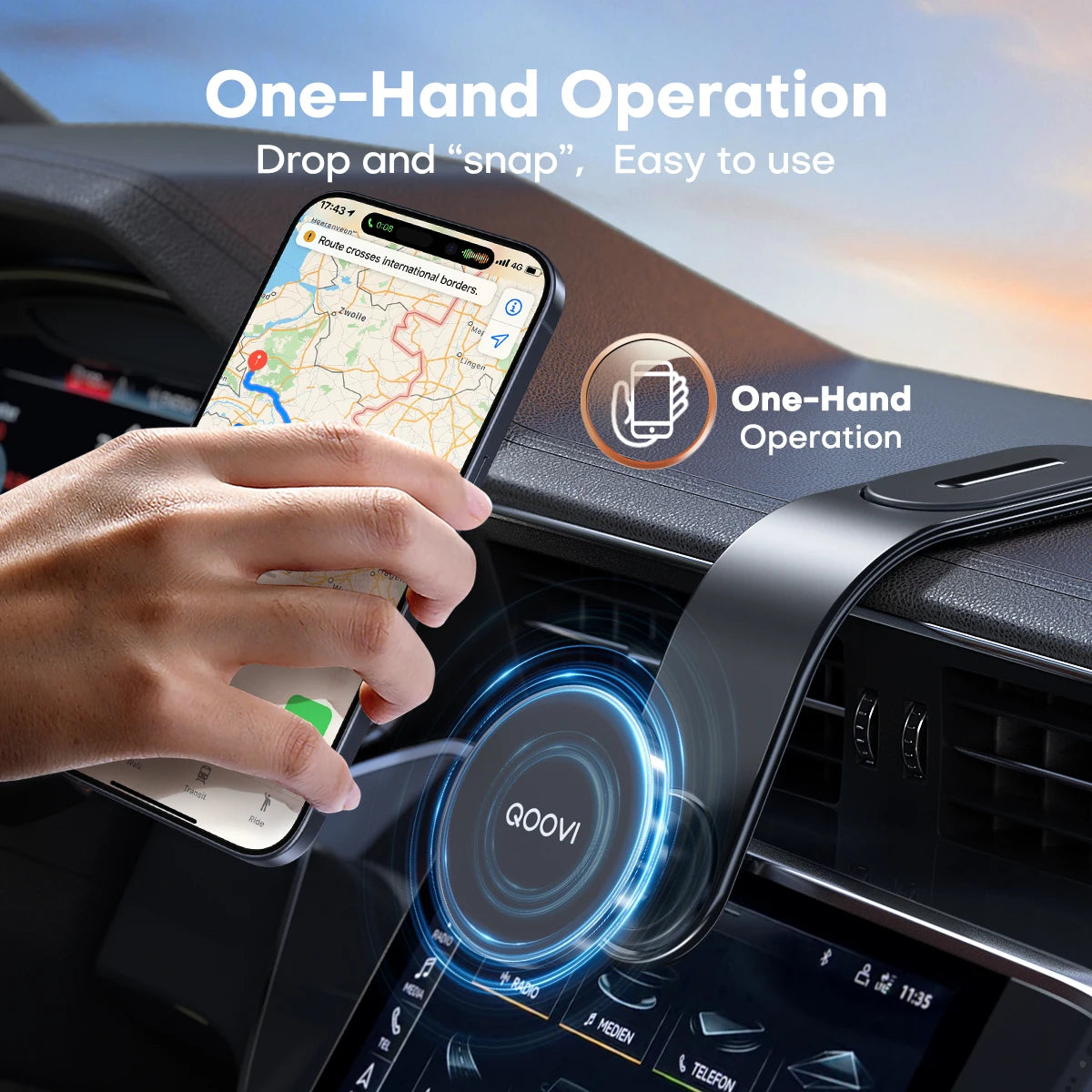 QOOVI Magnetischer Autotelefonhalter, Armaturenbrett, Handy-Ständer, Lüftungsschlitz, Magnet 360° ° Drehbare GPS-Halt...