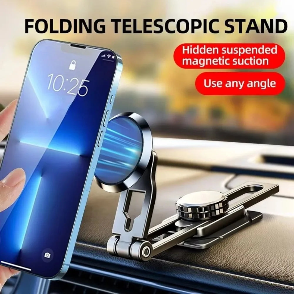 Magnetischer Autotelefonhalter, doppelt gefaltet, Legierung, Ständer, 360-Grad-Drehung, Armaturenbrett, Magnet, Autoh...