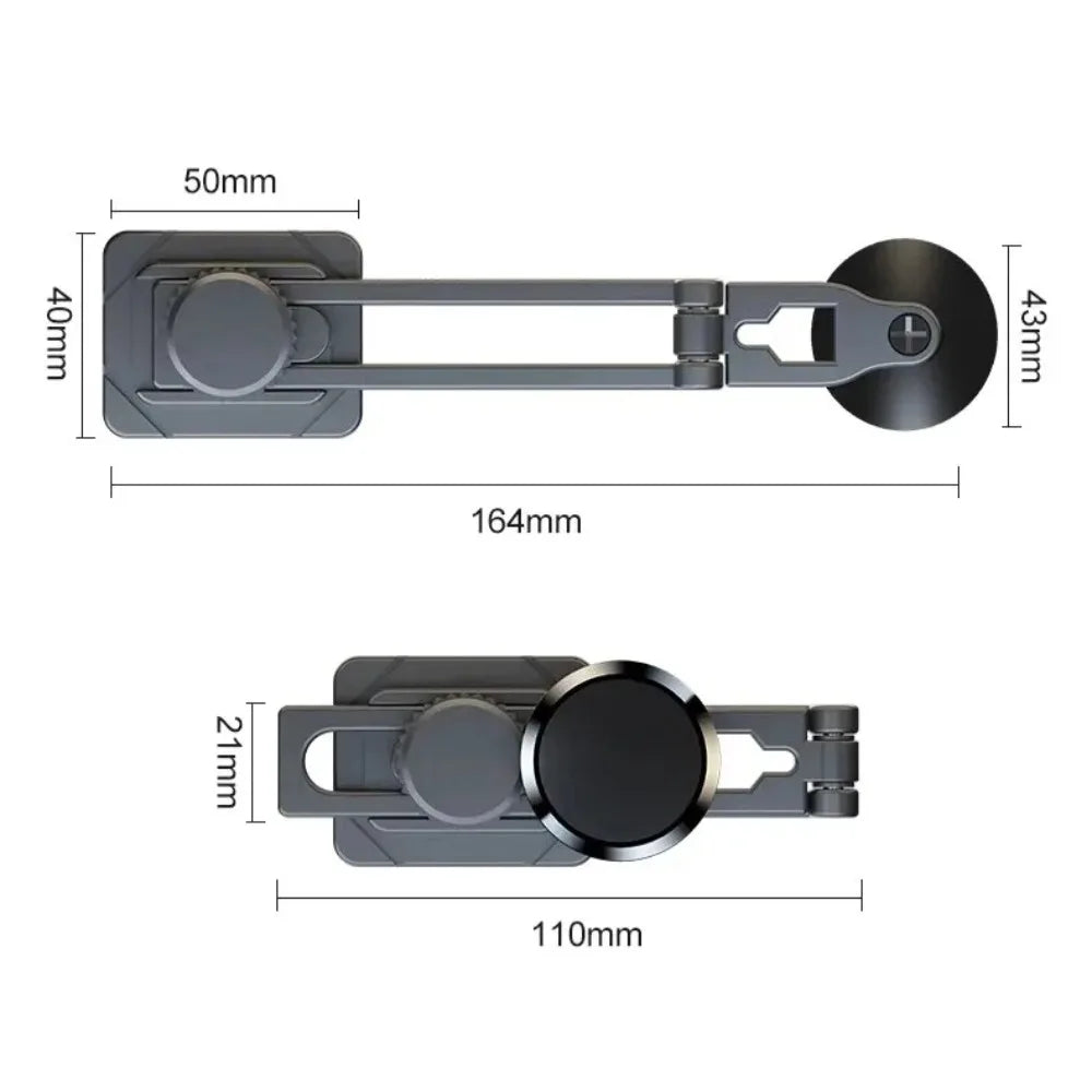 Magnetischer Autotelefonhalter, doppelt gefaltet, Legierung, Ständer, 360-Grad-Drehung, Armaturenbrett, Magnet, Autoh...