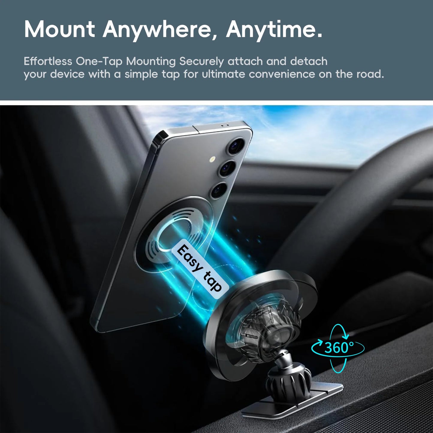 Magnetische Auto-Handyhalterung, 2-in-1 Armaturenbrett- und Lüftungsschlitz-Handyhalterung, 360° ° Rotationsfreie Wer...