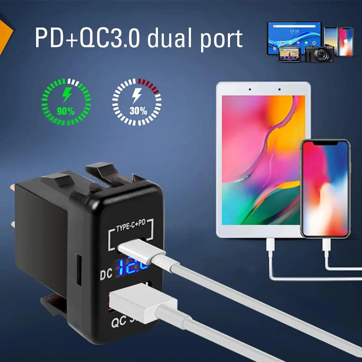 USB Auto Ladegerät mit Quick Charge 3.0 – SwissGlanzGarage Ansicht 2