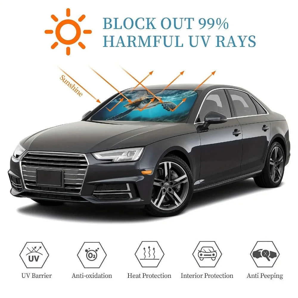 Auto-Windschutzscheiben-Sonnenschutz, 55*29,9 Zoll Faltbarer Sonnenschutz für Frontscheibe, Wärmeisolierung und Sicht...