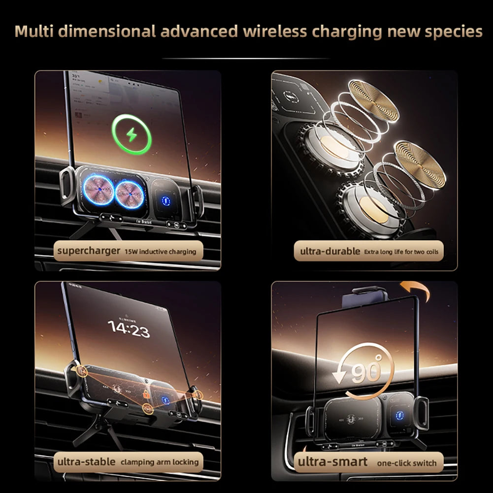 15W Drahtlose Auto Telefon Halter Ladegerät Hohe Intelligente Klapp Bildschirm Auto Drahtlose Lade Telefon Halter Rot...