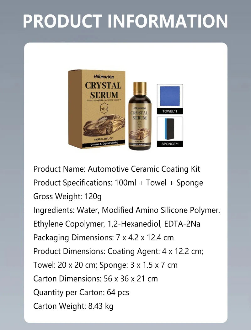 100ML PTZ Graphen-Keramikbeschichtung 9H+ Fortschrittliches Kristallserum für Autos Professioneller Autodetailing Lac...
