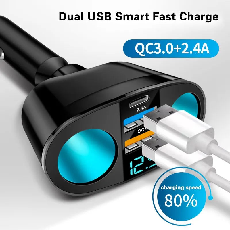 USB-Ladegerät mit Digitalanzeige 2.4A – SwissGlanzGarage Ansicht 5