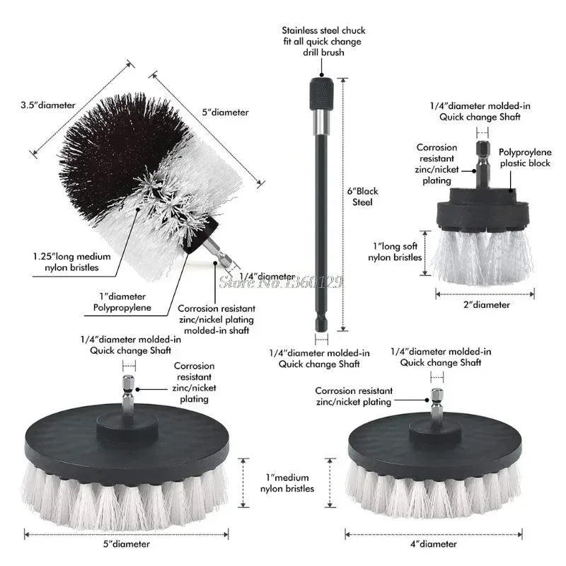 Bürsten-Set 2/3.5/4/5'' für Auto-Poller – SwissGlanzGarage Ansicht 5
