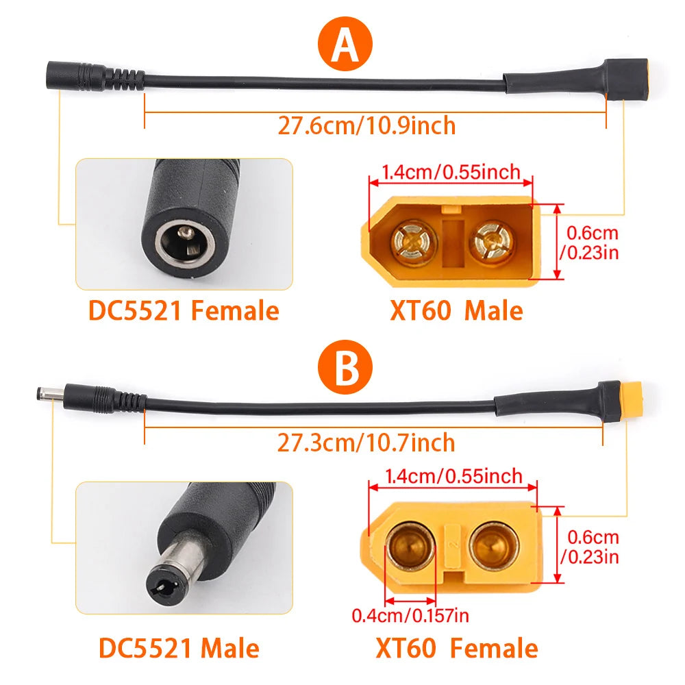 Solarverbindungskabel XT60 Stecker auf DC5521 18AWG – SwissGlanzGarage Ansicht 3