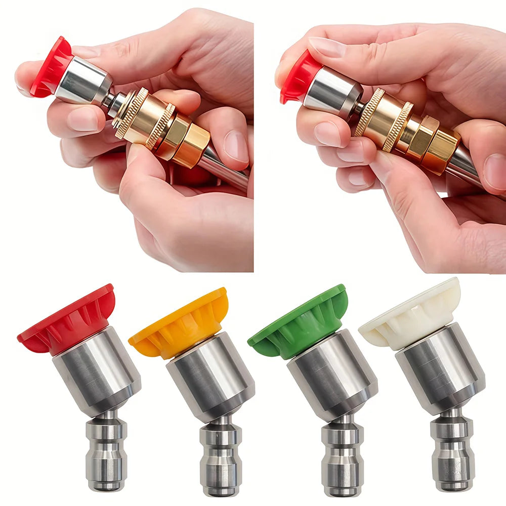 High Pressure Washer Nozzle 1/4'' Quick Connect Rotary Spray Jet Tip for Car Cleaning Patio - Efficient Cleaning