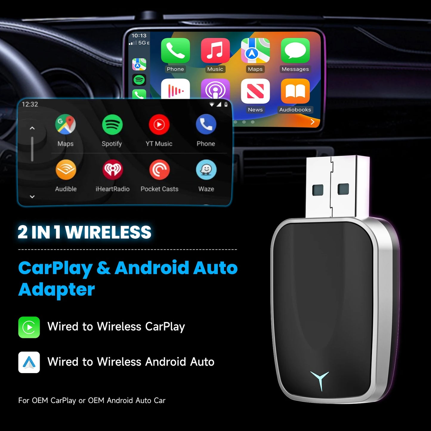 2in1 CarPlay/Android Auto Adapter – mit kabellosem Laden – SwissGlanzGarage Ansicht 2