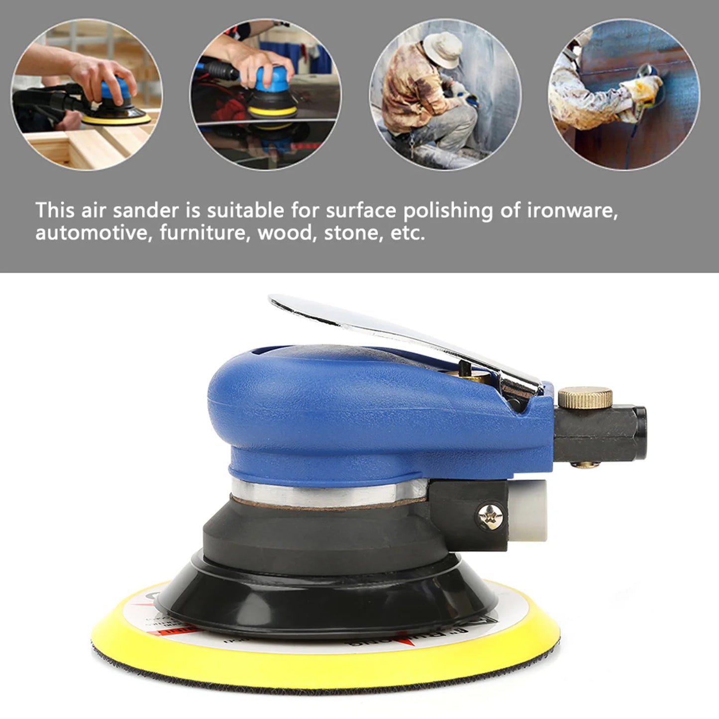 AT-980 5/6 Zoll Druckluft-Exzenterschleifer, Rundpolierer, pneumatisches Handschleifwerkzeug, Exzenterschleifer, Rund...