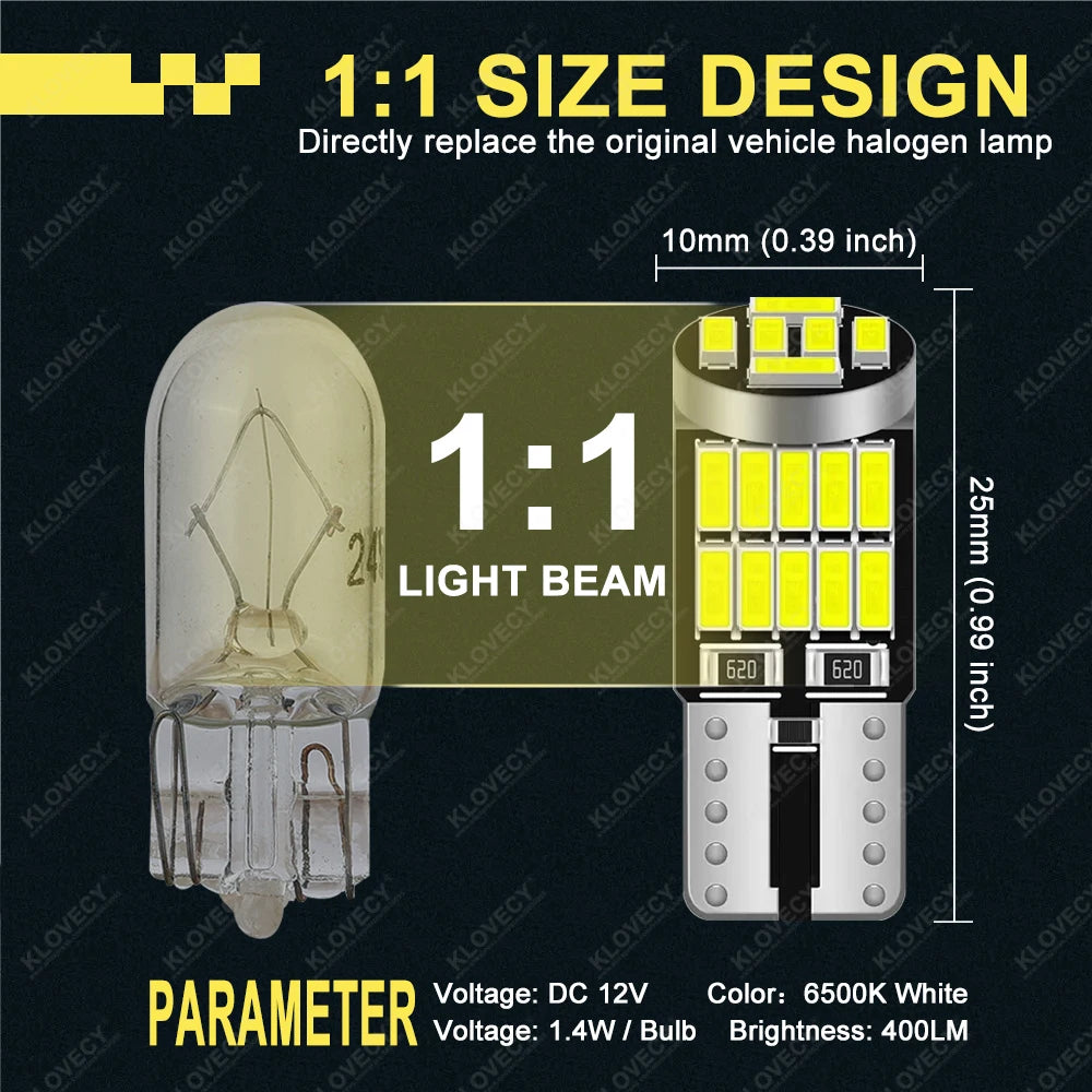 W5W T10 LED-Birnen 4014 SMD 6000K 5W5 - Superhelle – – SwissGlanzGarage Ansicht 2