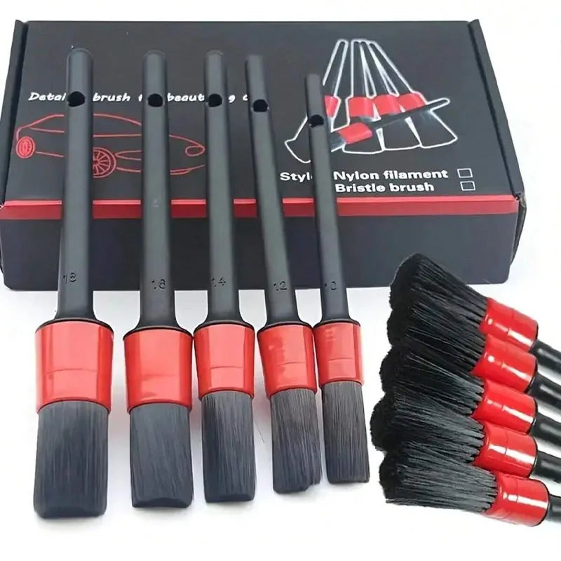 5-teiliges Auto-Pinsel-Set – Schwarz und Rot, ideal für Armaturenbrett, Lüftungs