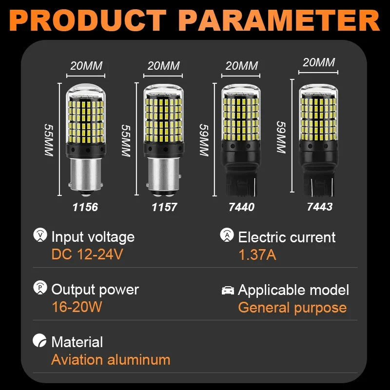 1156 LED Birne P21W BAU15S T20 7440 3157 – SwissGlanzGarage Ansicht 3