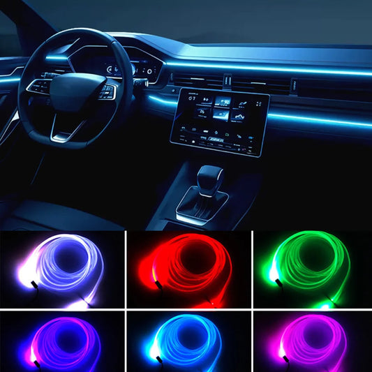 Auto Multi-farbe Fiber Optic Auto Umgebungs Licht RGB LED Streifen
