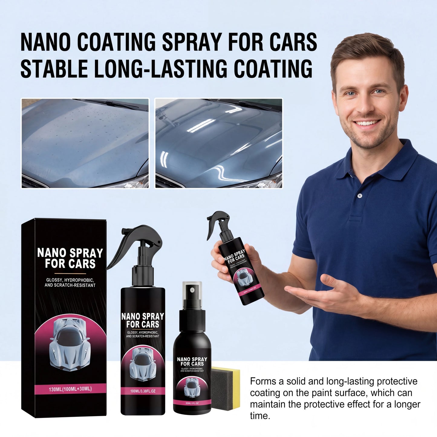 Nano-Beschichtungsspray, Autolackpolitur, schnelle hydrophobe Versiegelung, Auto