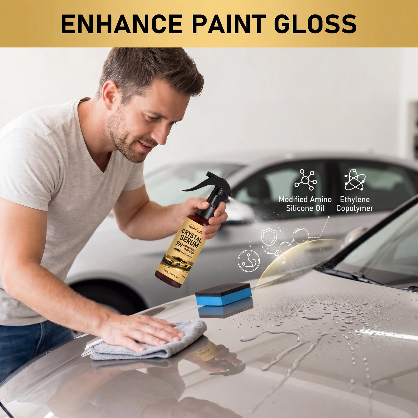 Auto-Keramikversiegelungsspray Nano-Tech Schnellpflegemittel Hochglanz-Lackschutz Hydrophobes Wachs-Kit 100ml mit Han...