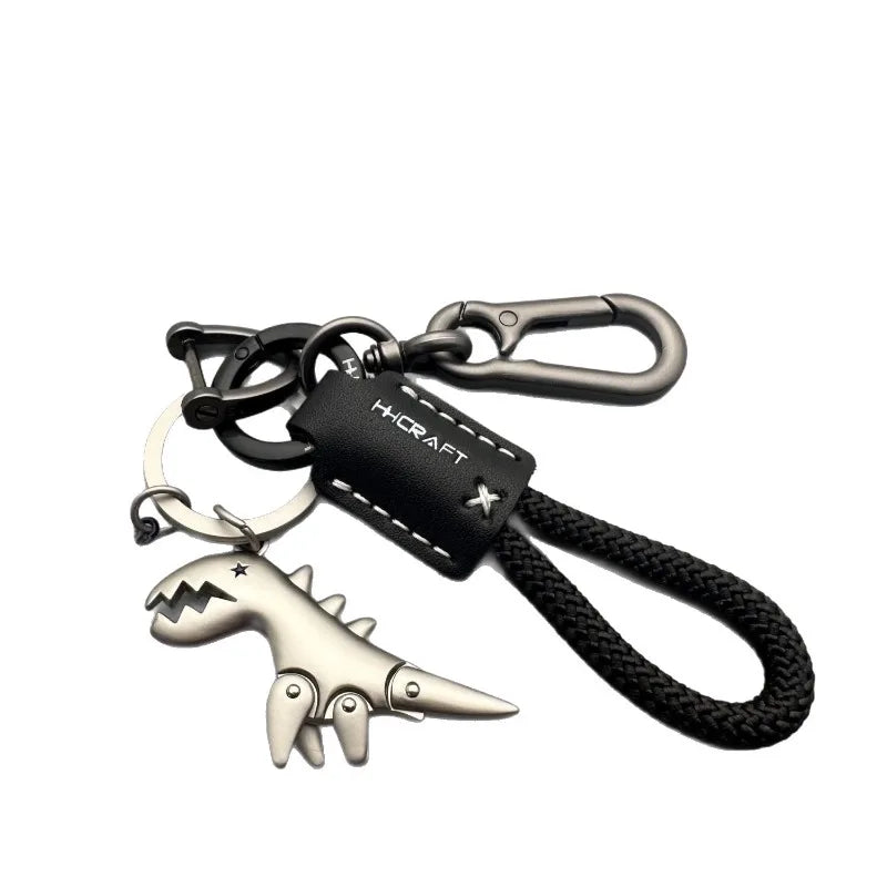 Leder Schlüsselanhänger mit Dinosaurier-Motiv – SwissGlanzGarage Ansicht 5