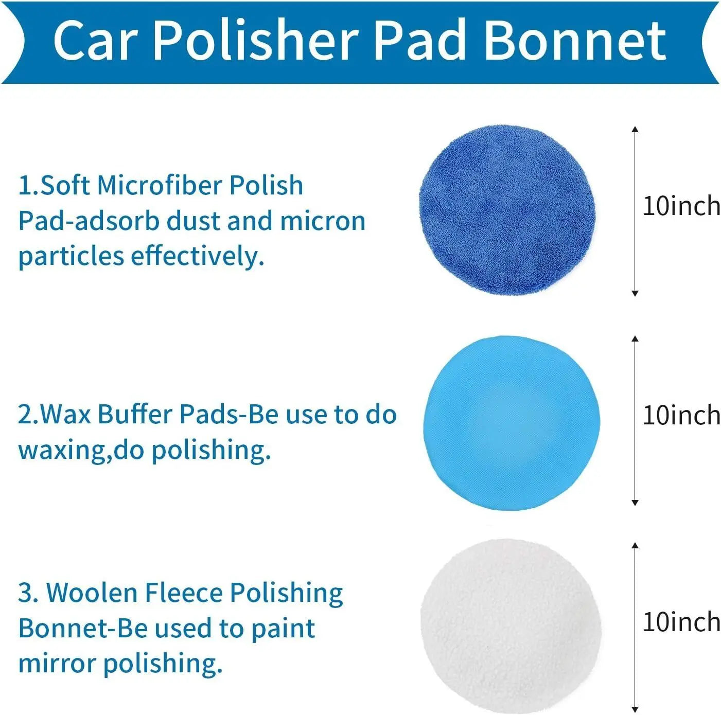 10 Stück 9 bis 10 Zoll Auto Orbital Puffer Polierer Pads Bonnets Mikrofaser Abdeckung Polierpad Kit