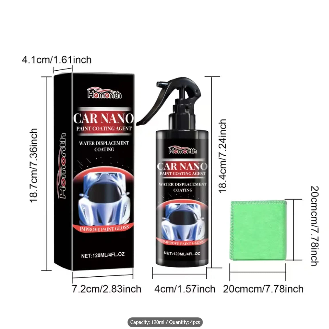 Neues Nano-Keramikbeschichtungsspray für Autos - Lackschutz, Flecken- und Ölentfernung, Glanzverstärker für alle Fahr...
