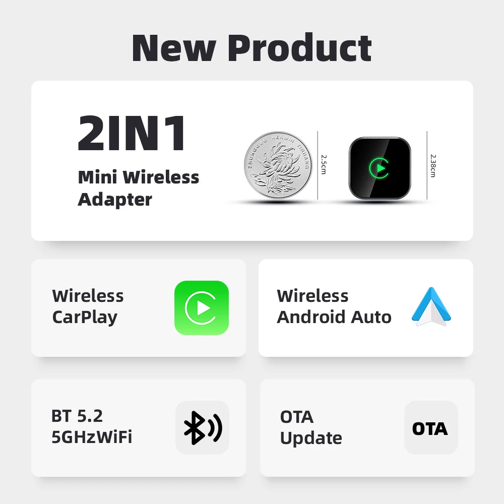 XUDA 2 in 1 CarPlay & Android Auto Adapter – mit kabellosem – SwissGlanzGarage Ansicht 3
