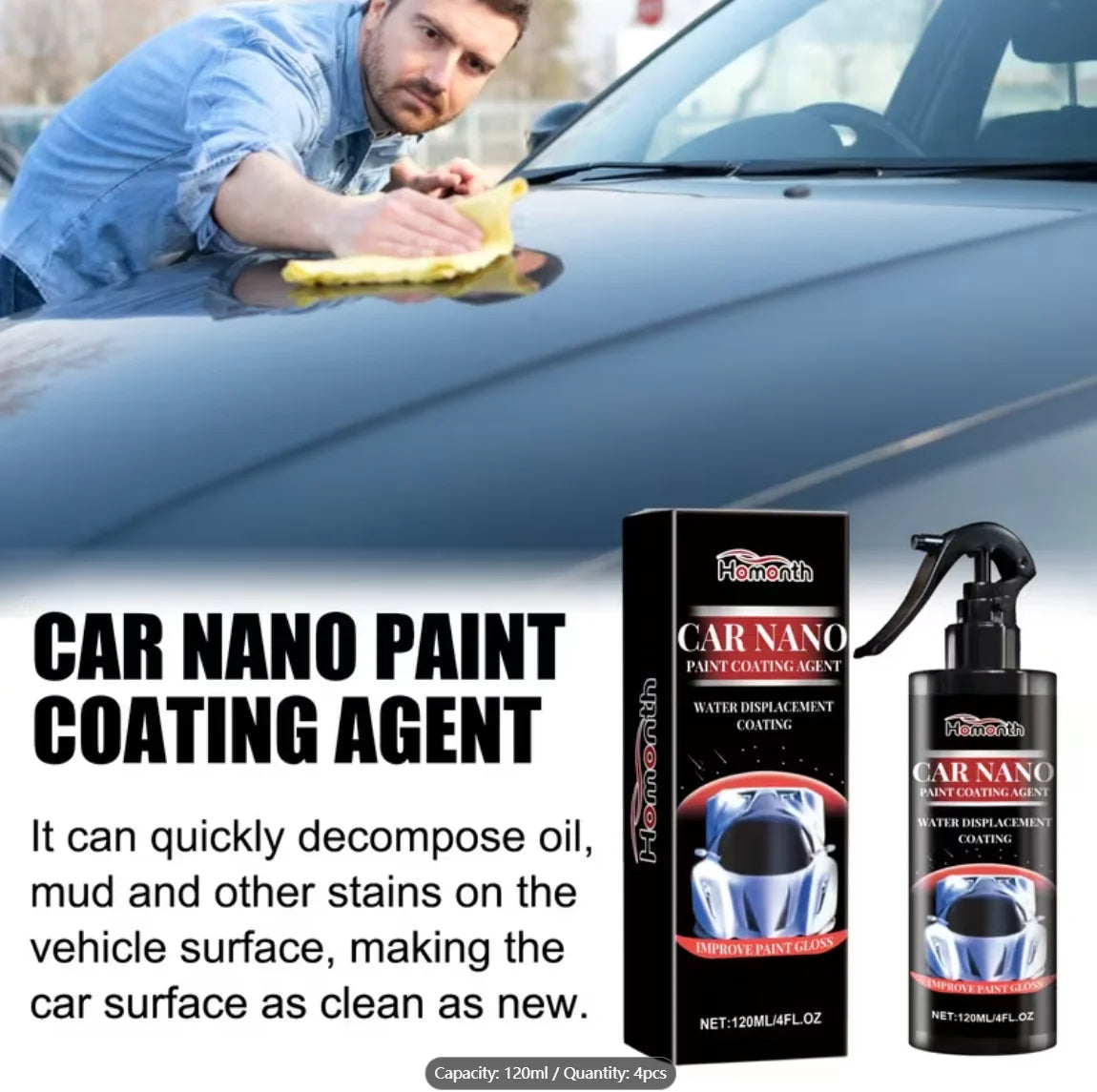 Neues Nano-Keramikbeschichtungsspray für Autos - Lackschutz, Flecken- und Ölentfernung, Glanzverstärker für alle Fahr...