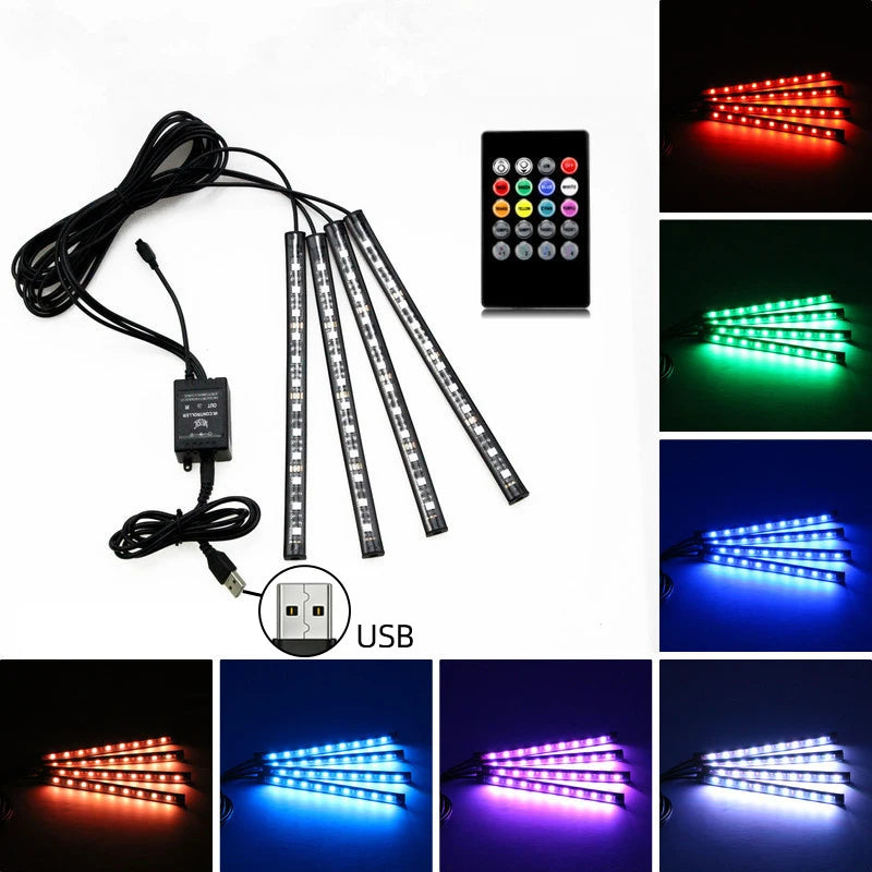 RGB Schallaktivierte Auto-Innenraumbeleuchtung USB Farbwechselnde