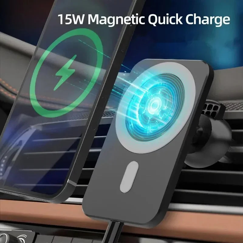 Für IPhone Auto Lade 15W Magnetische Drahtlose Ladegerät Magsafe Auto Halterung Handy Halter Schnelle Lade Auto Zubehör