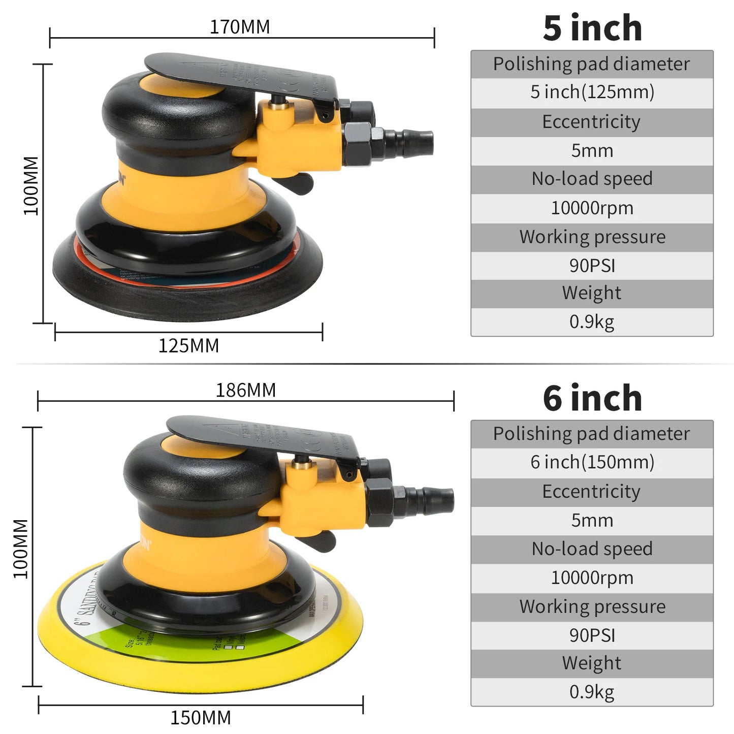 5/6 Zoll pneumatische Luft Exzenterschleifer Polierer Werkzeug Polieren Exzenterschleifer für Autolackpflege Rostentf...