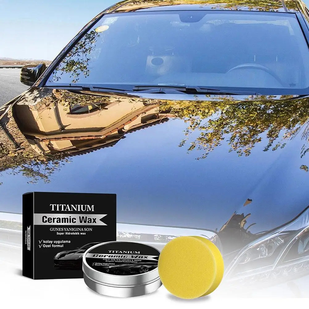 Titan-Keramik Autowachs-Politur, Hydrophobe Autolack-Glanzversiegelung, Staubschutz-Wachs mit Applikator-Schwamm