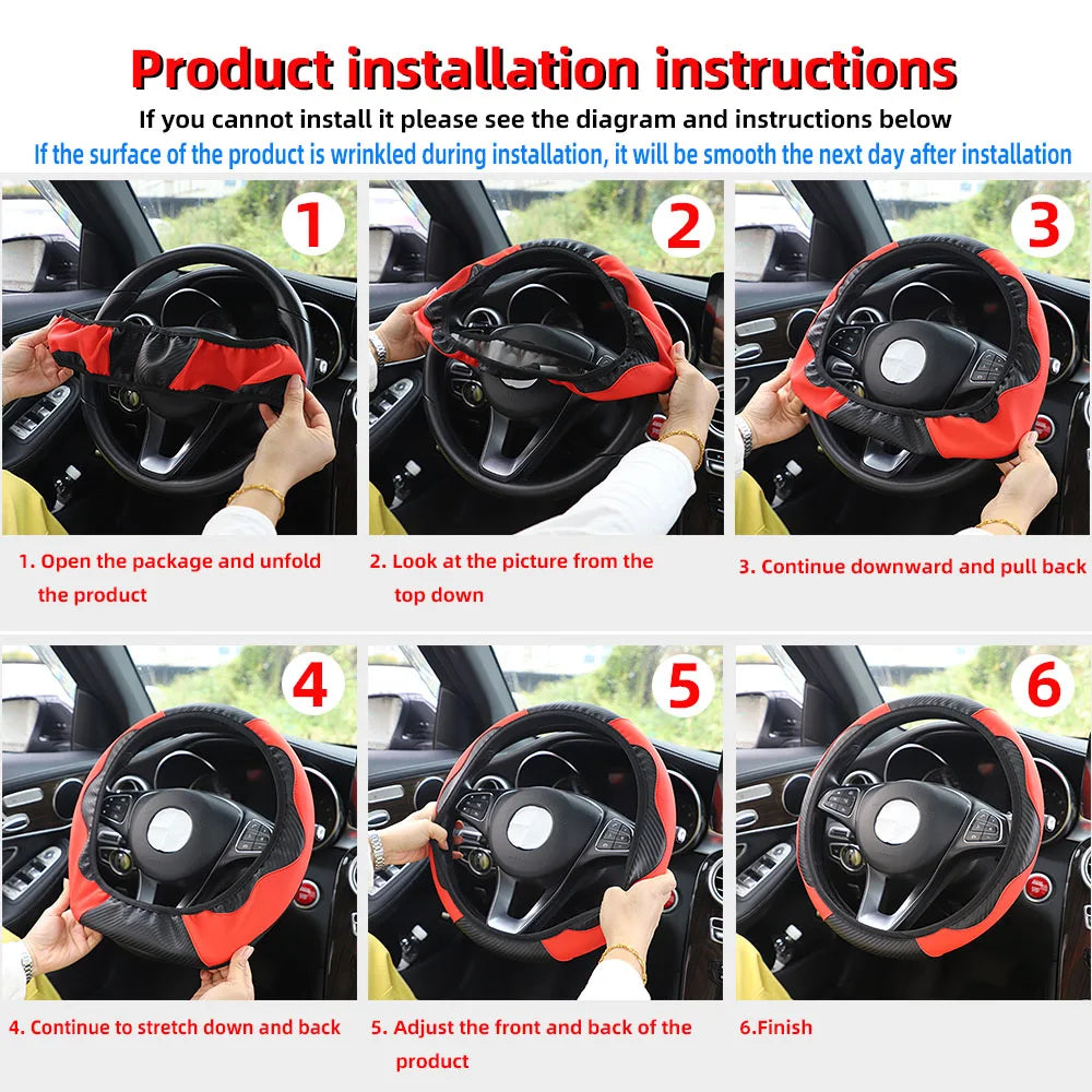 Elastischer Lenkradbezug aus PU-Leder – in Leder-Optik – SwissGlanzGarage Ansicht 3