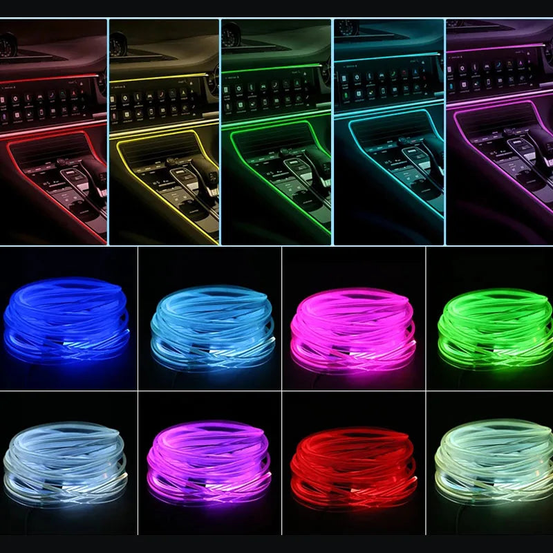2/3/4/5m RGB Auto Innenraum Umgebung LED Lichtst reifen unsichtbar USB Glasfaser Atmosphäre Lampe Unterstützung App-S...