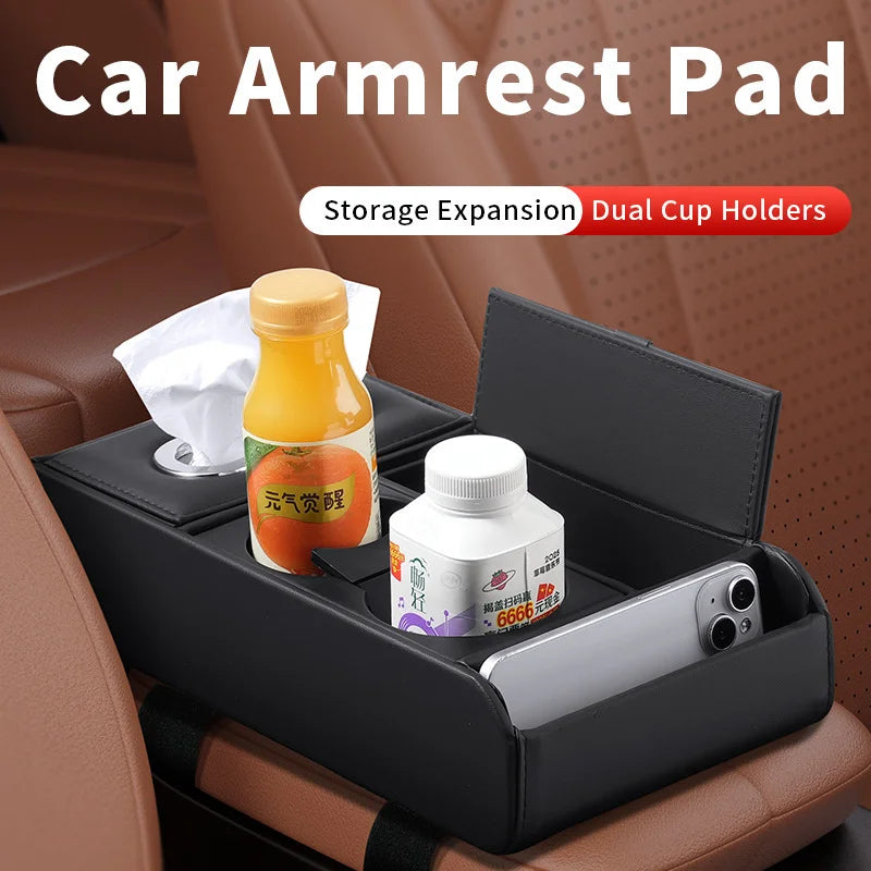 Auto Armlehne Lagerung Box Erhöhung Pad Tissue Box Wasser Tasse