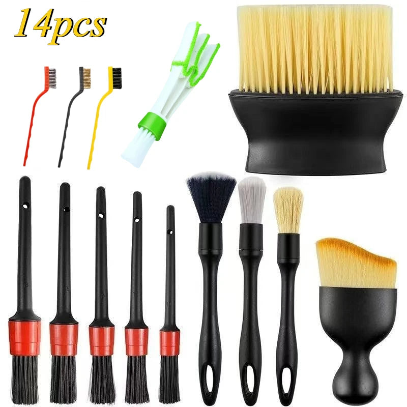 14-teiliges Auto-Detail-Pinsel-Set, Auto-Aussen-Innen-Detail-Bürsten, Auto-Ultra