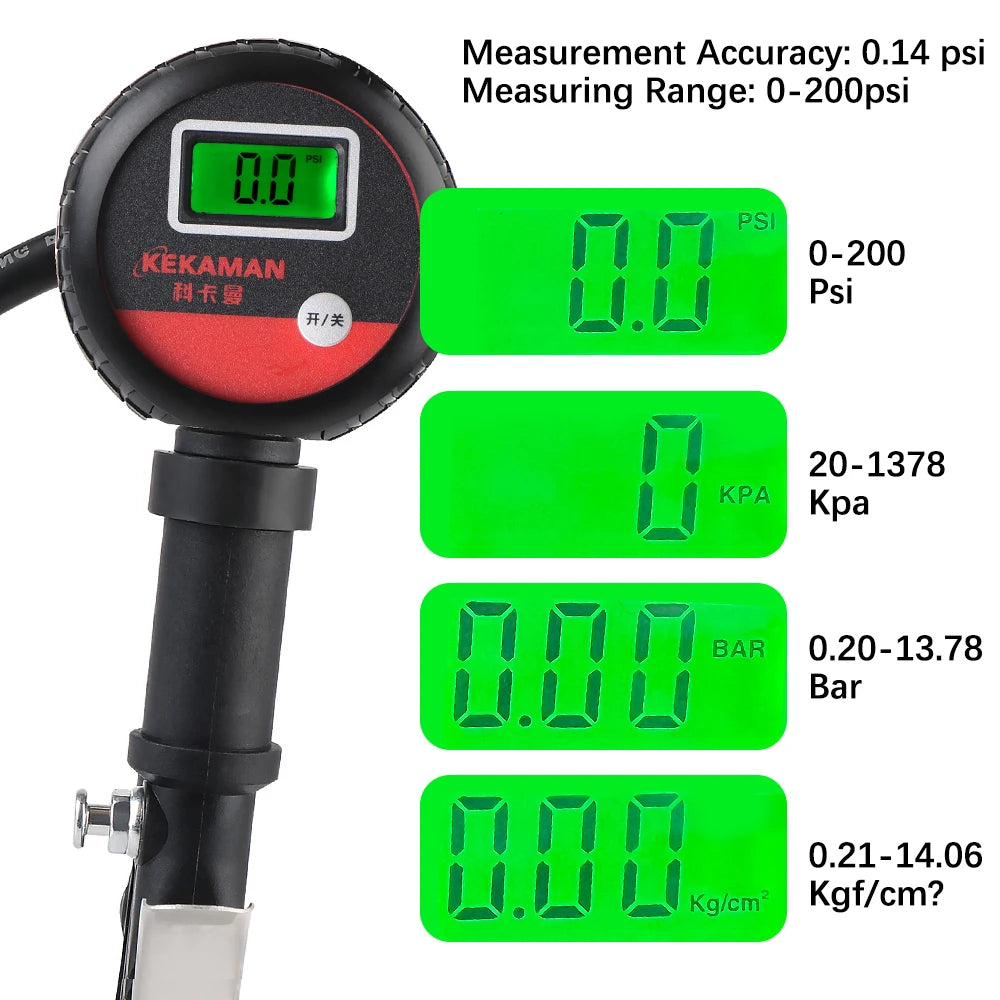 Digitaler Reifenfüller Druckmesser 0-200 PSI – SwissGlanzGarage Ansicht 6