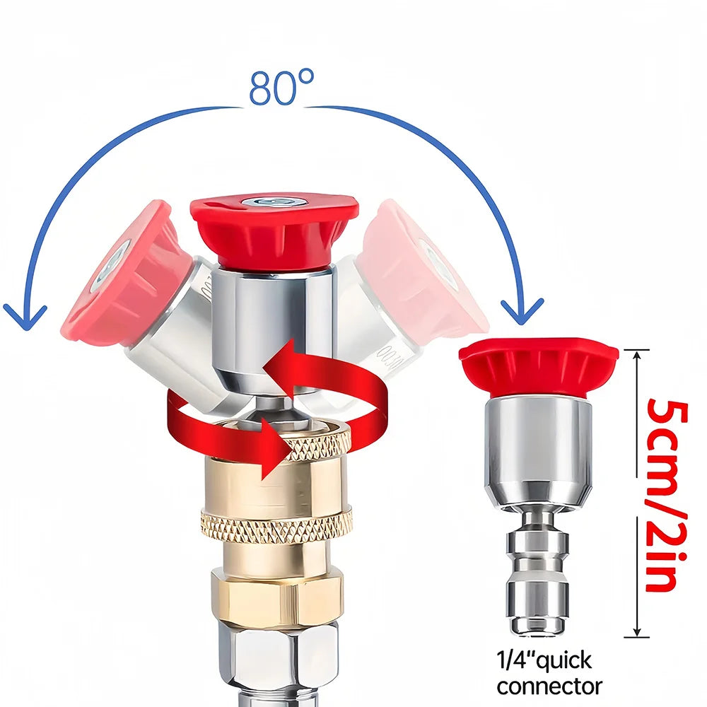 High Pressure Washer Nozzle 1/4'' Quick Connect Rotary Spray Jet Tip for Car Cleaning Patio - Efficient Cleaning