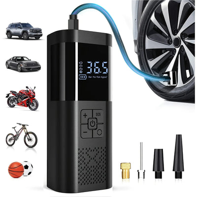 Tragbarer Auto-Luftkompressor, 3 x schnellere 150 PSI kabellose Reifenfüllpumpe mit Digitalanzeige für Auto, Motorrad...