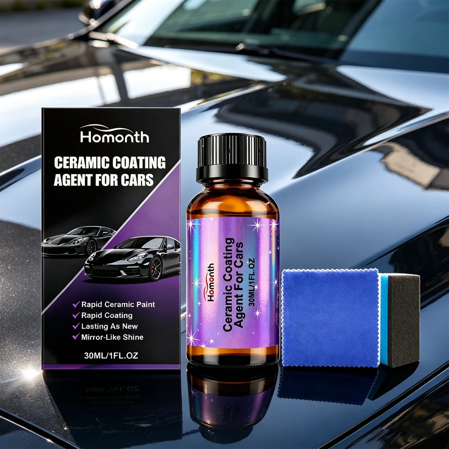 Auto-Beschichtung Hochglanz-Keramikwachs Nano-Hydrophobes Lackschutz-Set Autopflege-Politur für Wasserlose Reinigung ...